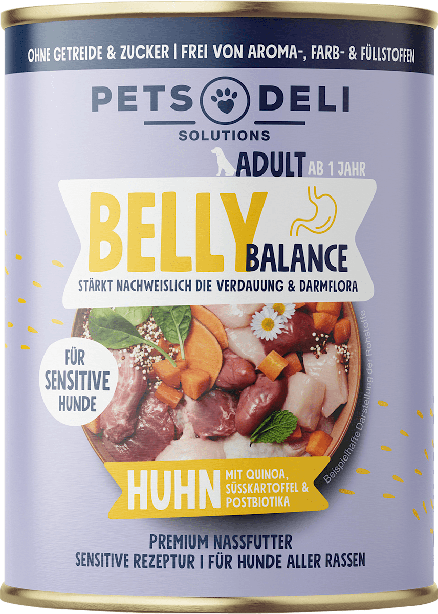 Pets Deli Nassfutter Hund sensitiv mit Huhn & Quinoa, belly balance, 400 g  dauerhaft gnstig online kaufen | dm.de
