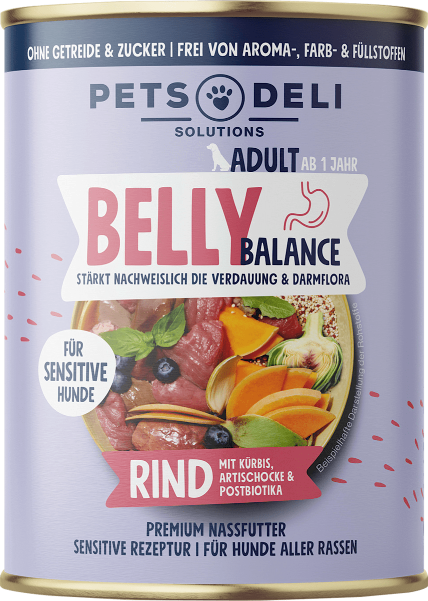 Pets Deli Nassfutter Hund sensitiv mit Rind & Quinoa, belly balance, 400 g  dauerhaft gnstig online kaufen | dm.de