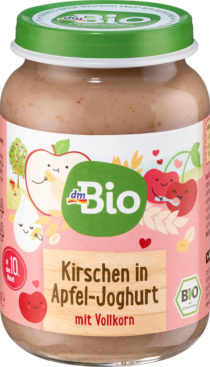 dmBio Frucht &amp; Joghurt Kirschen in Apfel-Joghurt mit Vollkorn ab dem 10 ...