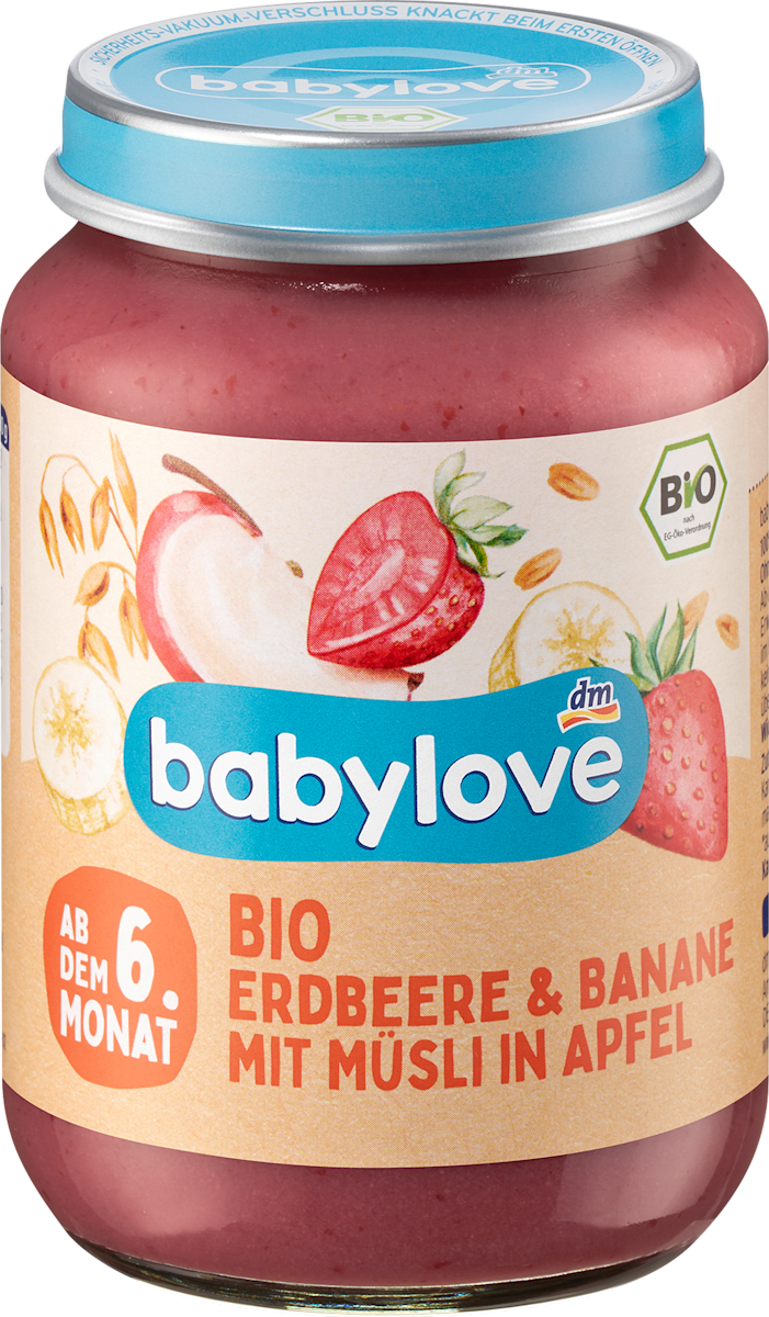 babylove Frucht &amp; Getreide mit Erdbeer-Bananen-Müsli in Apfel ab dem 6 ...