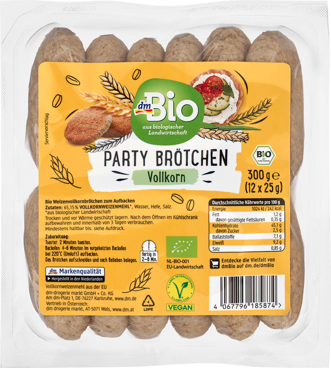 dmBio Party Brötchen Vollkorn, 300 g dauerhaft günstig online kaufen ...