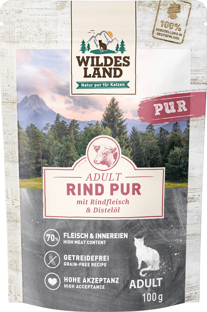 Wildes Land Nassfutter Katze Rind pur, 100 g dauerhaft günstig online ...