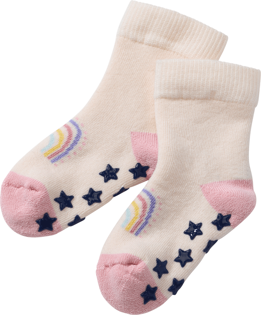 Sterntaler Mädchen Socken Doppelpack - Regenbogen & Blumen Motive - ABS Socken