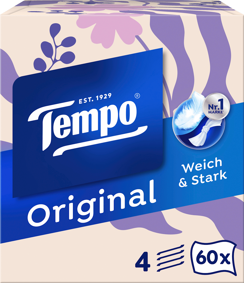 Tempo Taschentücher Original – 4-lagig, Weiß, 80 Tücher Pro Box