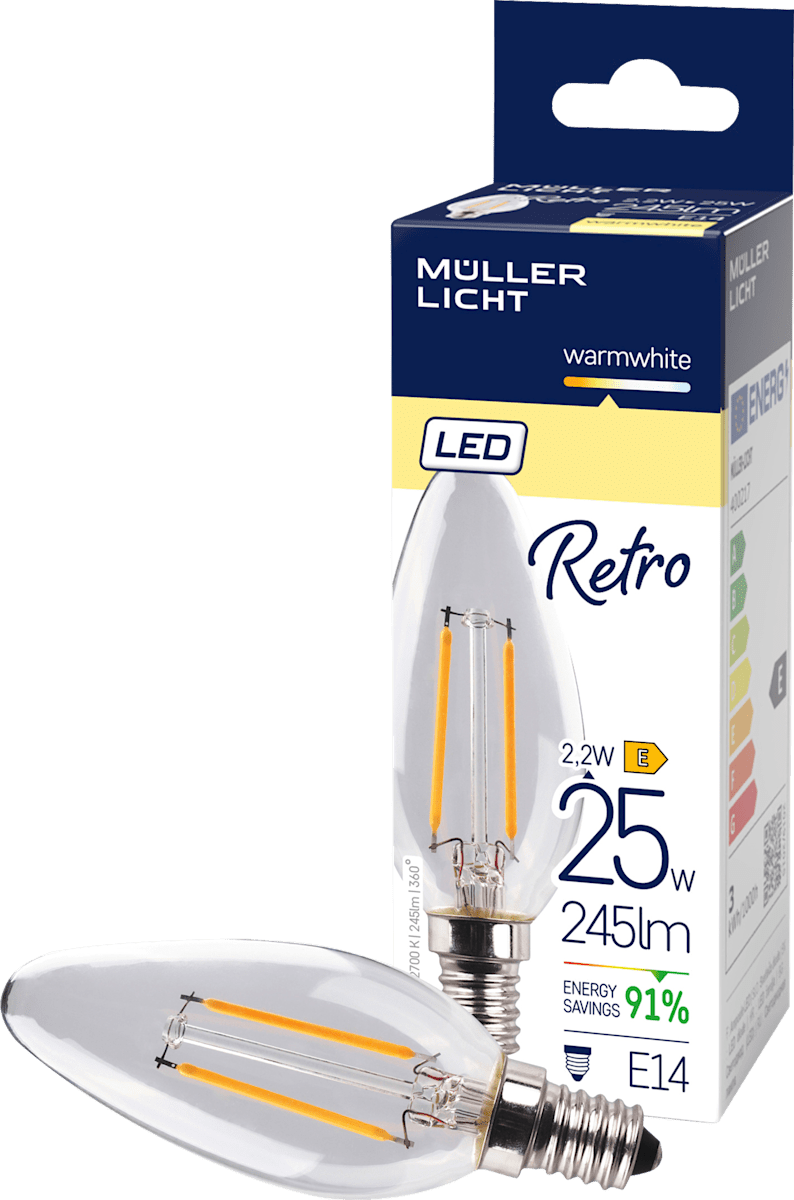 Müller Licht LED Retro Kerze 25W E14 245lm, 1 St dauerhaft günstig online kaufen