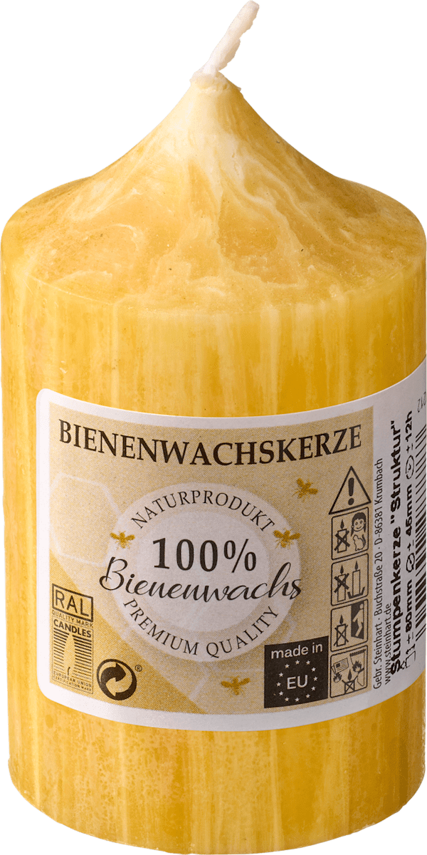 Kerze aus 100% Bienenwachs mit Struktur (8 cm), 1 St