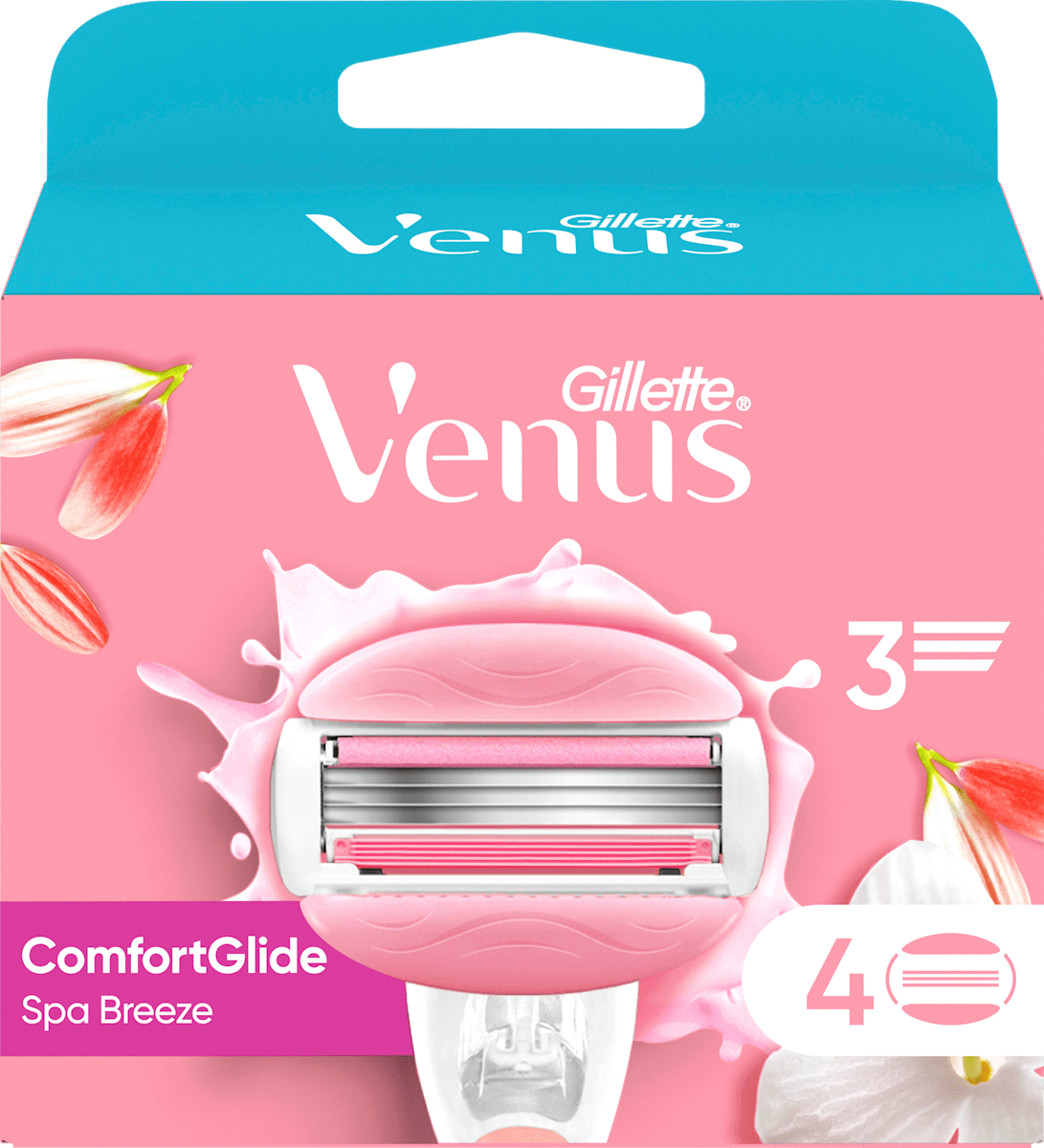 Gillette Venus Lot De 4 Recharges De Rasoir Pour Femmes Comfortglide Spa Breeze, Authentiques, Barres Parfumées, Sans Besoin De Gel A Raser, Cartouches A 3 Lames Conçus Pour Corps Et Poils 