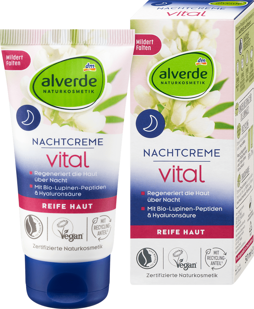 alverde NATURKOSMETIK Cremă de noapte cu peptide și lupin, 50 ml