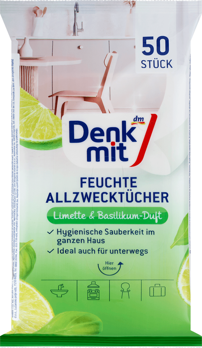 Denkmit Feuchte Allzwecktücher Limette & Basilikum, 50 St dauerhaft günstig online kaufen