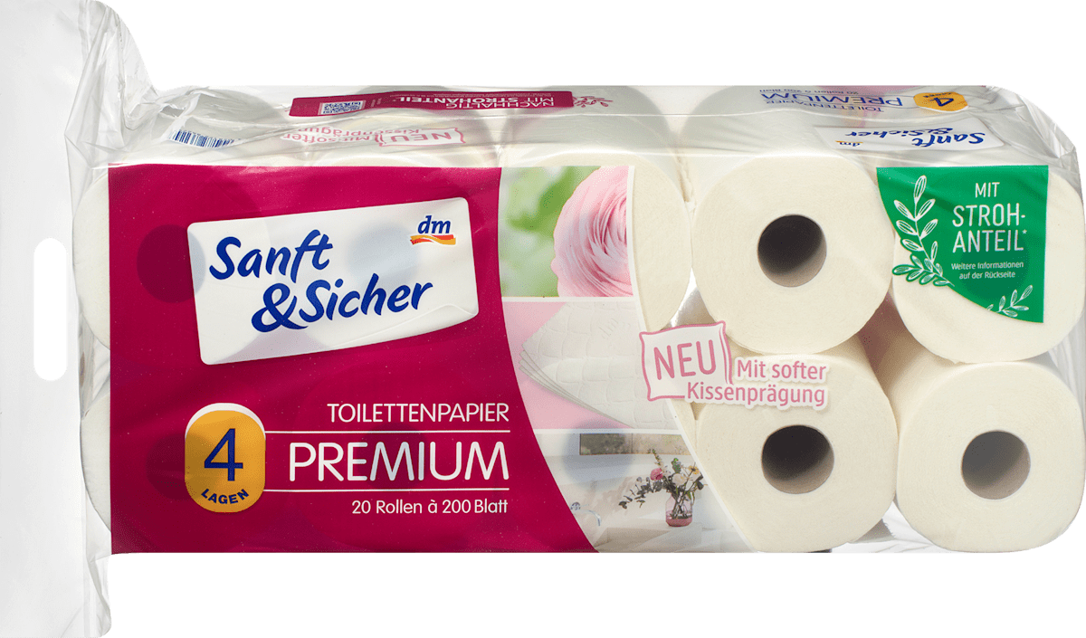 Sanft&Sicher Toilettenpapier Premium 4-lagig (20x200 Blatt), 20 St ...
