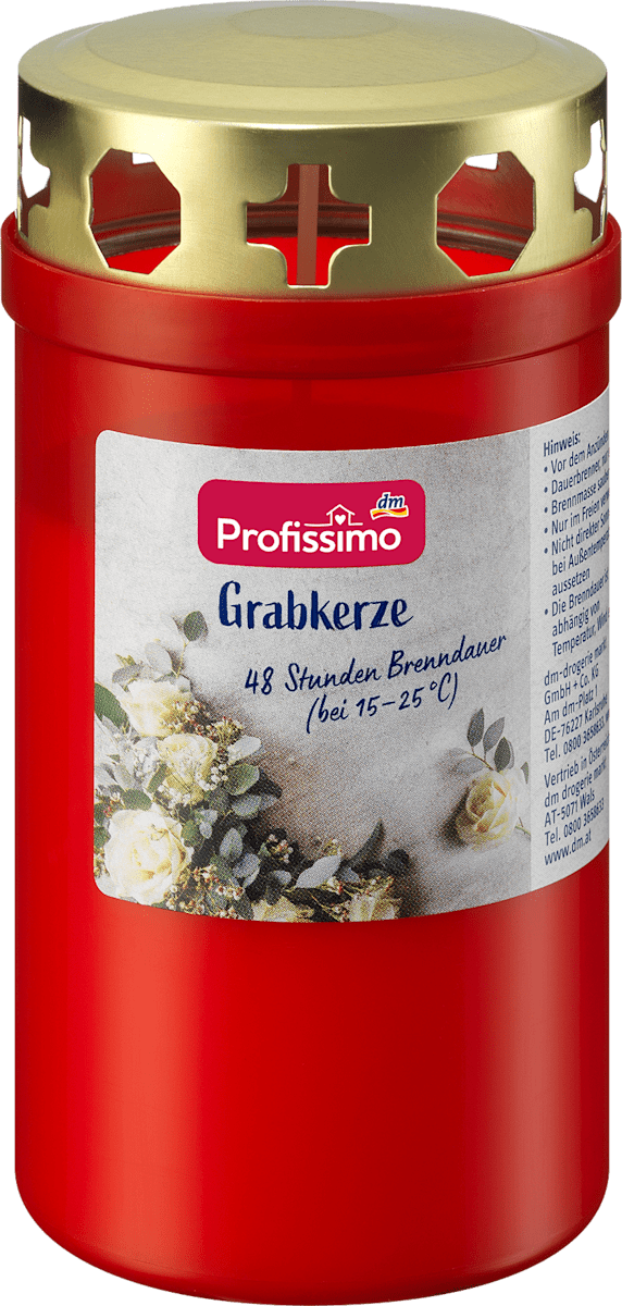 Grabkerze mit Deckel rot, 1 St