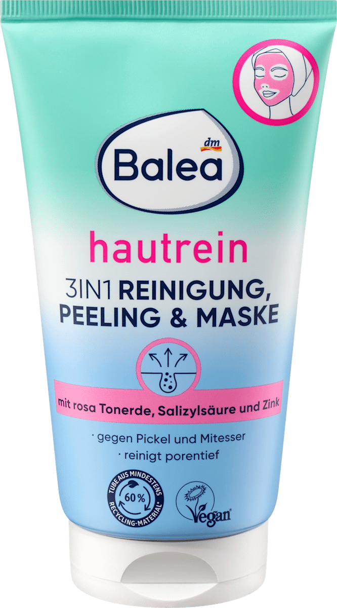 Gesichtsreinigung, Peeling & Maske 3in1 hautrein, 150 ml