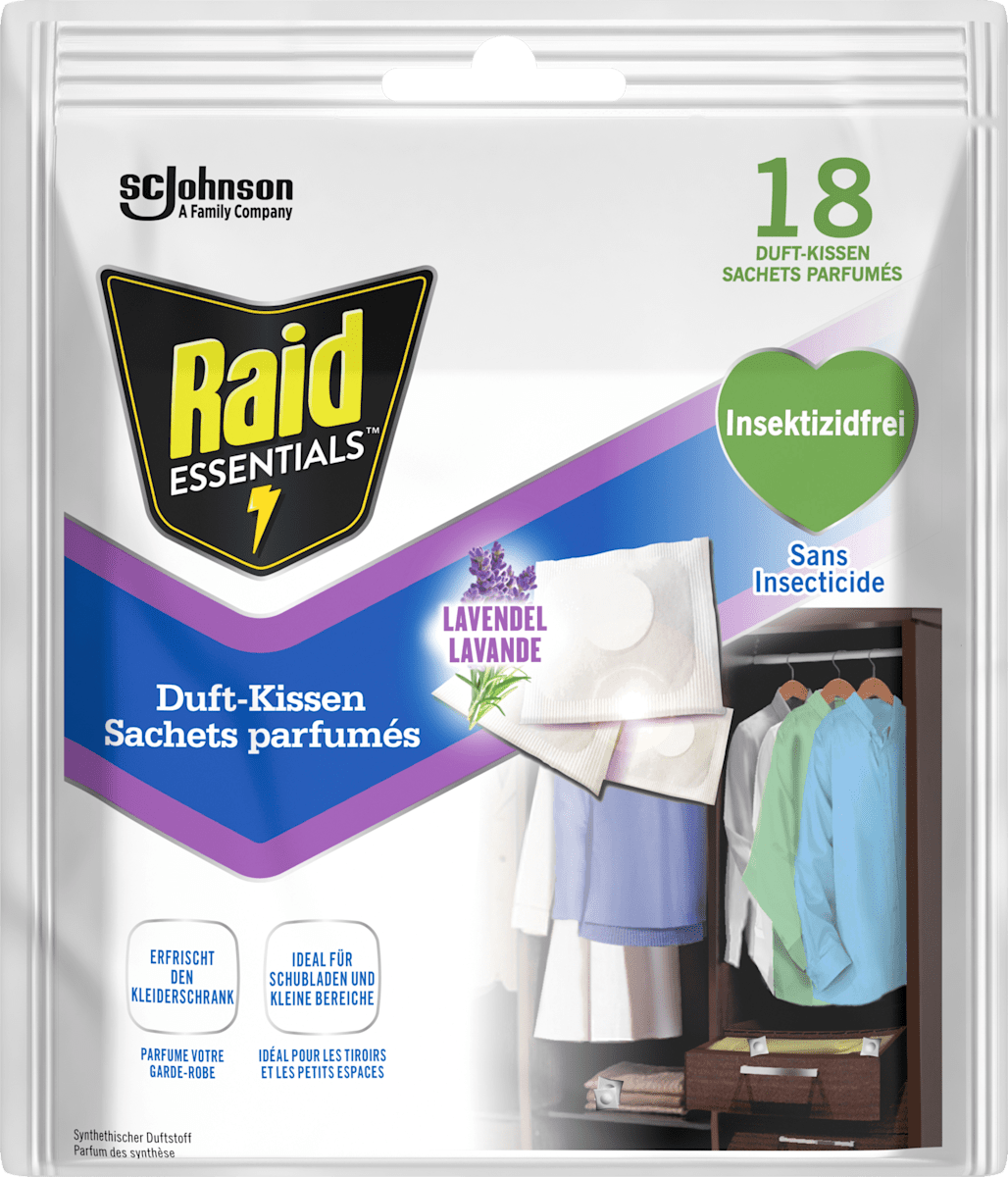 Raid ESSENTIALS Mottenschutz Duft-Kissen Lavendel, 18 St