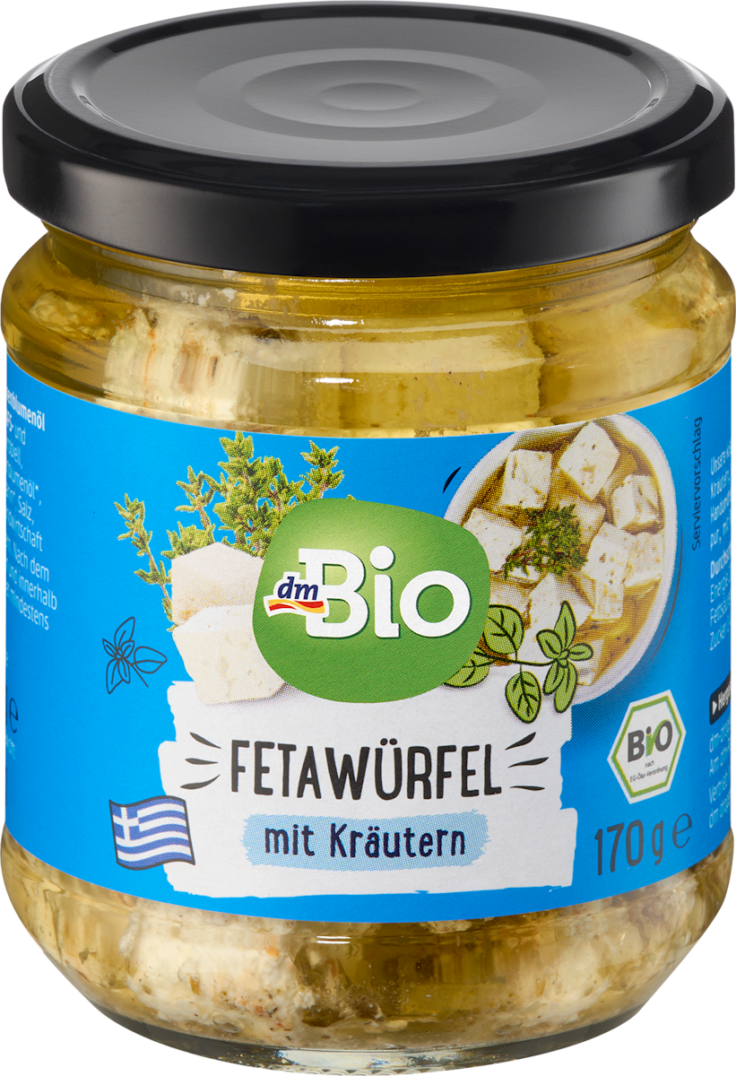 dmBio Fetawürfel mit Kräutern in Sonnenblumenöl, 170 g | dm.at
