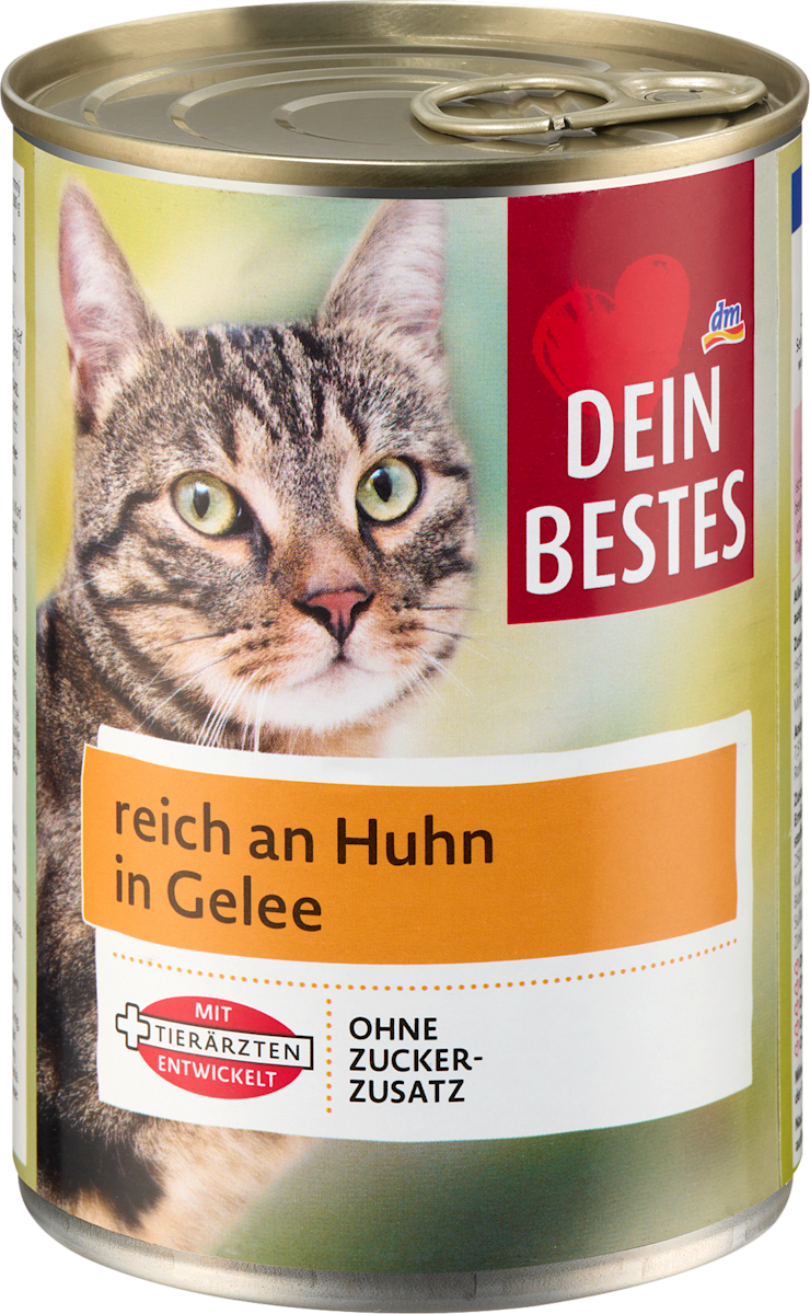 Dein Bestes Nassfutter Katze reich an Huhn in Gelee, 415 g | dm.at