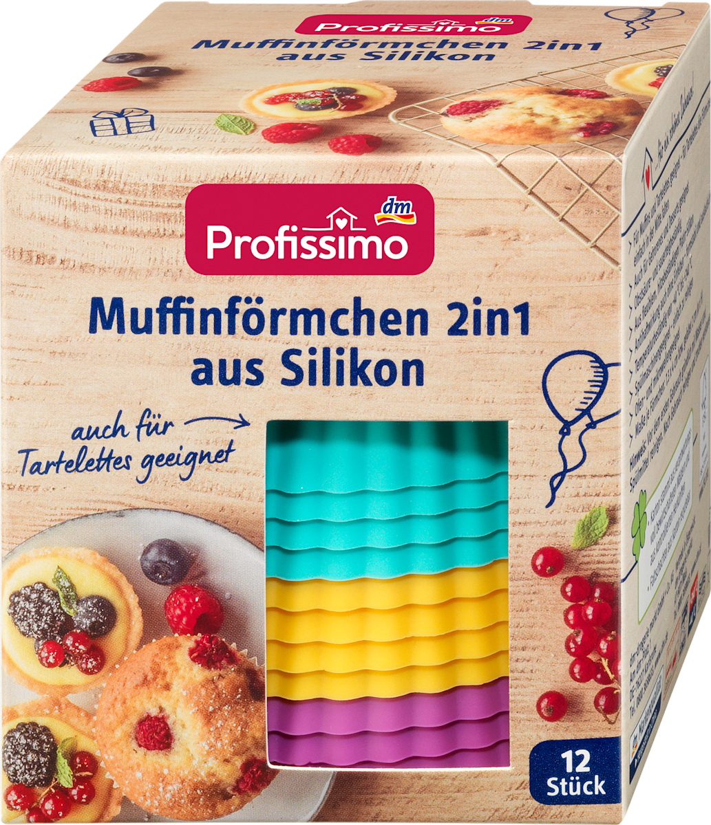 Profissimo Muffinbackform 2in1 aus Silikon sortiert, 12 St