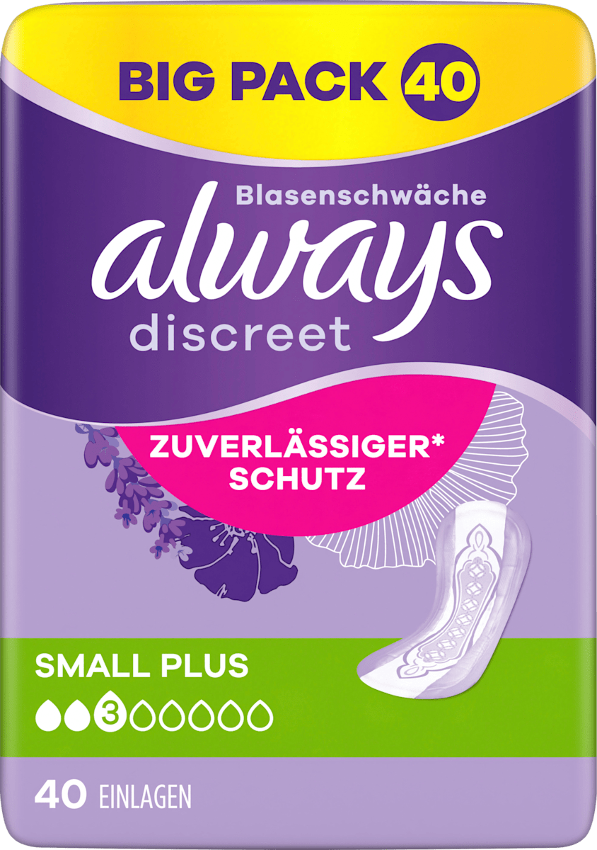 always Einlagen Inkontinenz Small Plus, Big Pack, 40 St dauerhaft ...