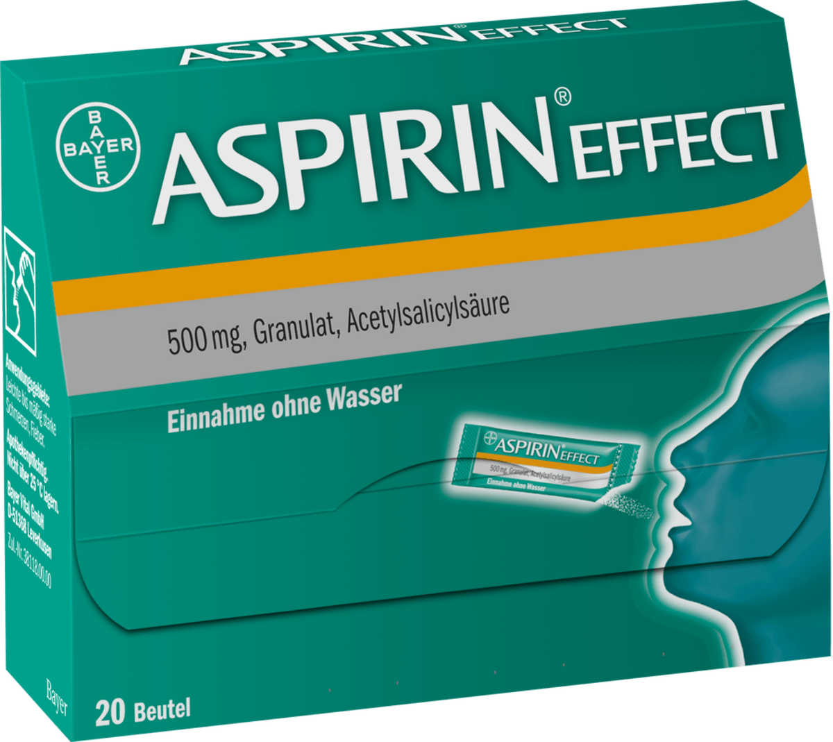 Aspirin Effect 500 mg Acetylsalicylsure, Granulat Beutel, 20 St