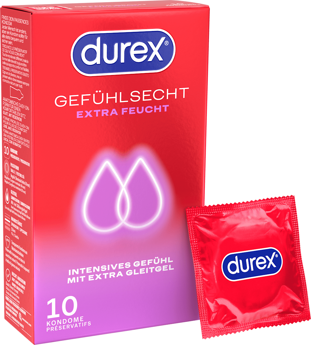 Durex Kondome Gefühlsecht Extra Feucht, Breite 56mm, 10 St dauerhaft  günstig online kaufen