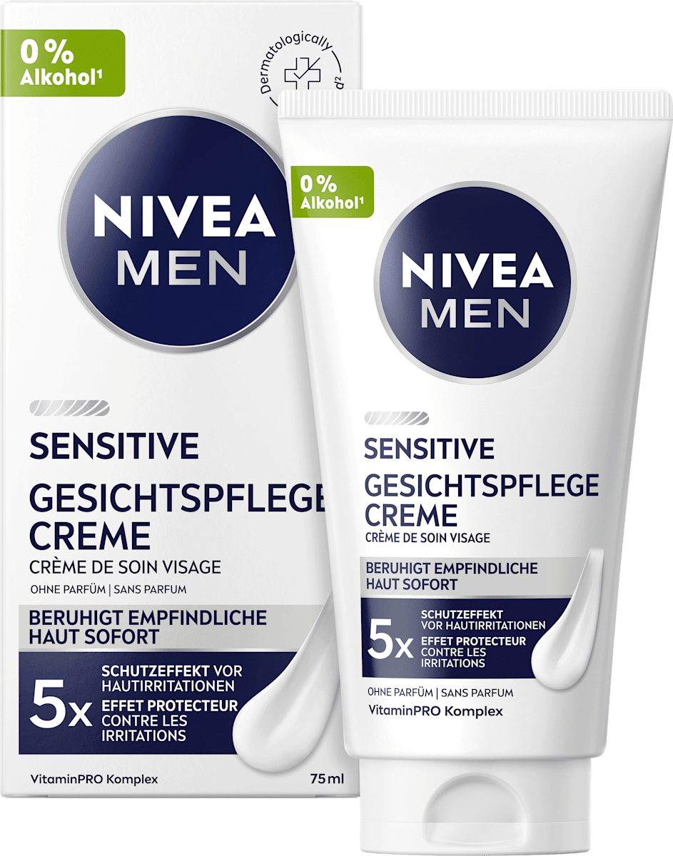 Nivea Men Sensitive Feuchtigkeitscreme – Ohne Alkohol & Duft, Mit Kamille & Hamamelis Für Sensible Haut