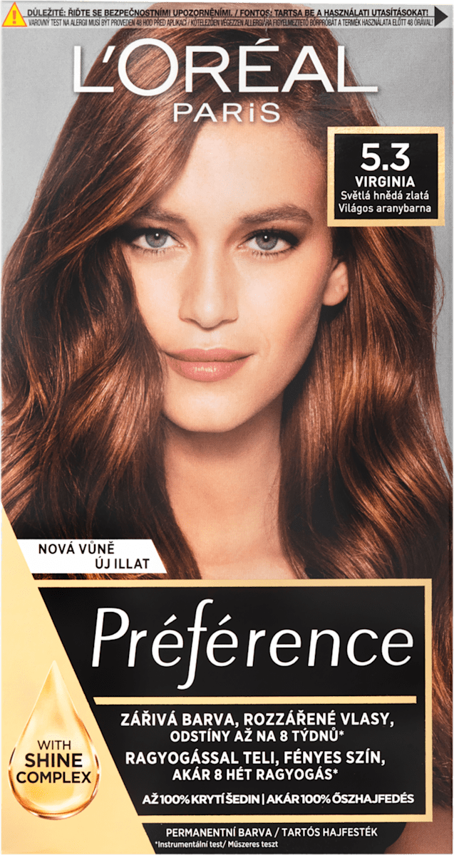 L'ORÉAL PARiS PRÉFÉRENCE barva na vlasy Virginia světle hnědá zlatá 5.3 ...