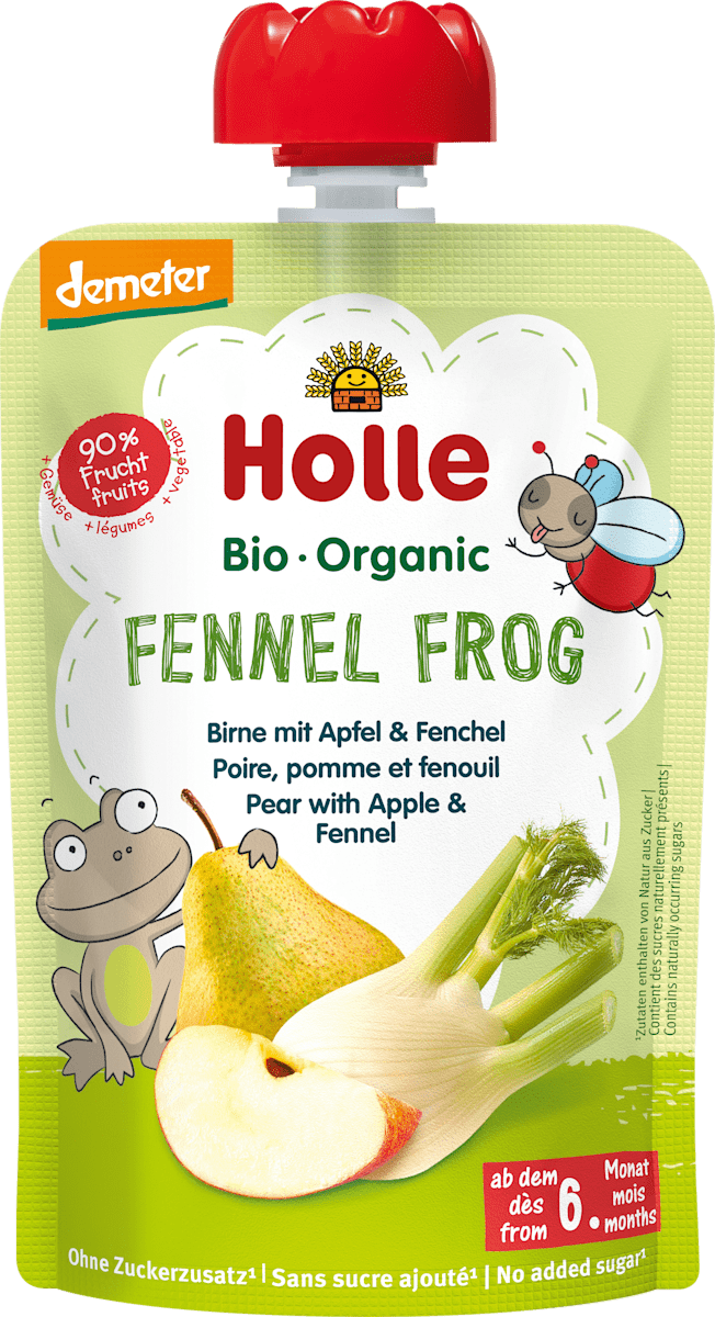 Holle Quetschie Fennel Frog Birne mit Apfel & Fenchel ab dem 6. Monat ...