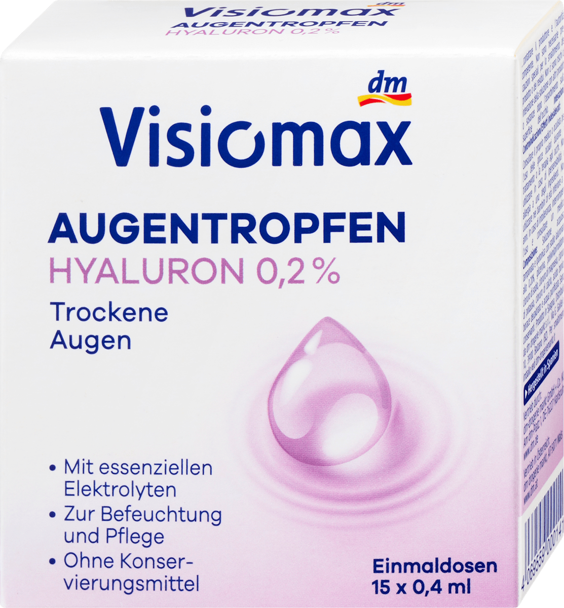 Augentropfen mit 0,2% Hyaluron, ohne Konservierungsmittel (15x0,4 ml), 6 ml