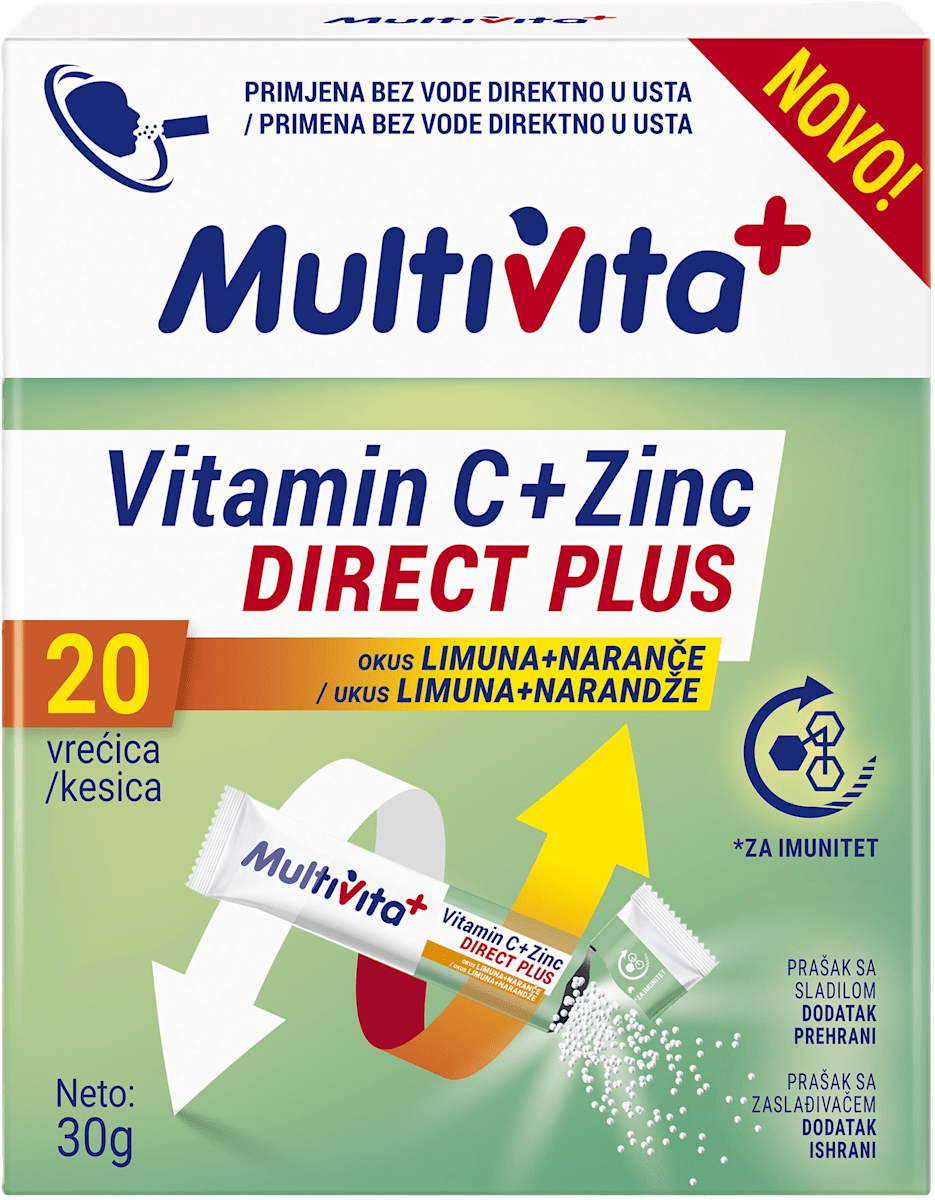 Multivita Vitamin C + Zinc Direct Plus, 20 vrećica, 30 g | dm Bosna i ...