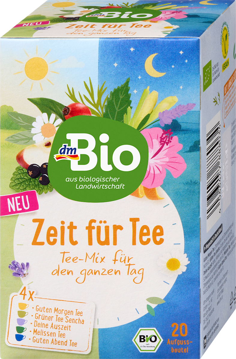 dmBio Tee-Mix, Zeit für Tee 5 Sorten (20 Beutel), 31,6 g dauerhaft ...