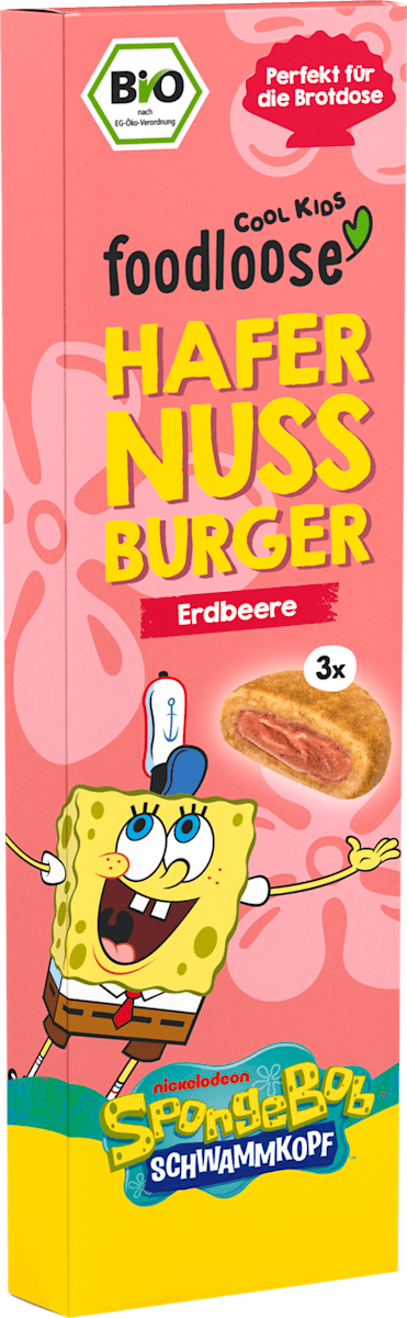 Kindersnack SpongeBob Hafer Nuss Burger Erdbeere (3x17 g) ab 3 Jahren, 51 g