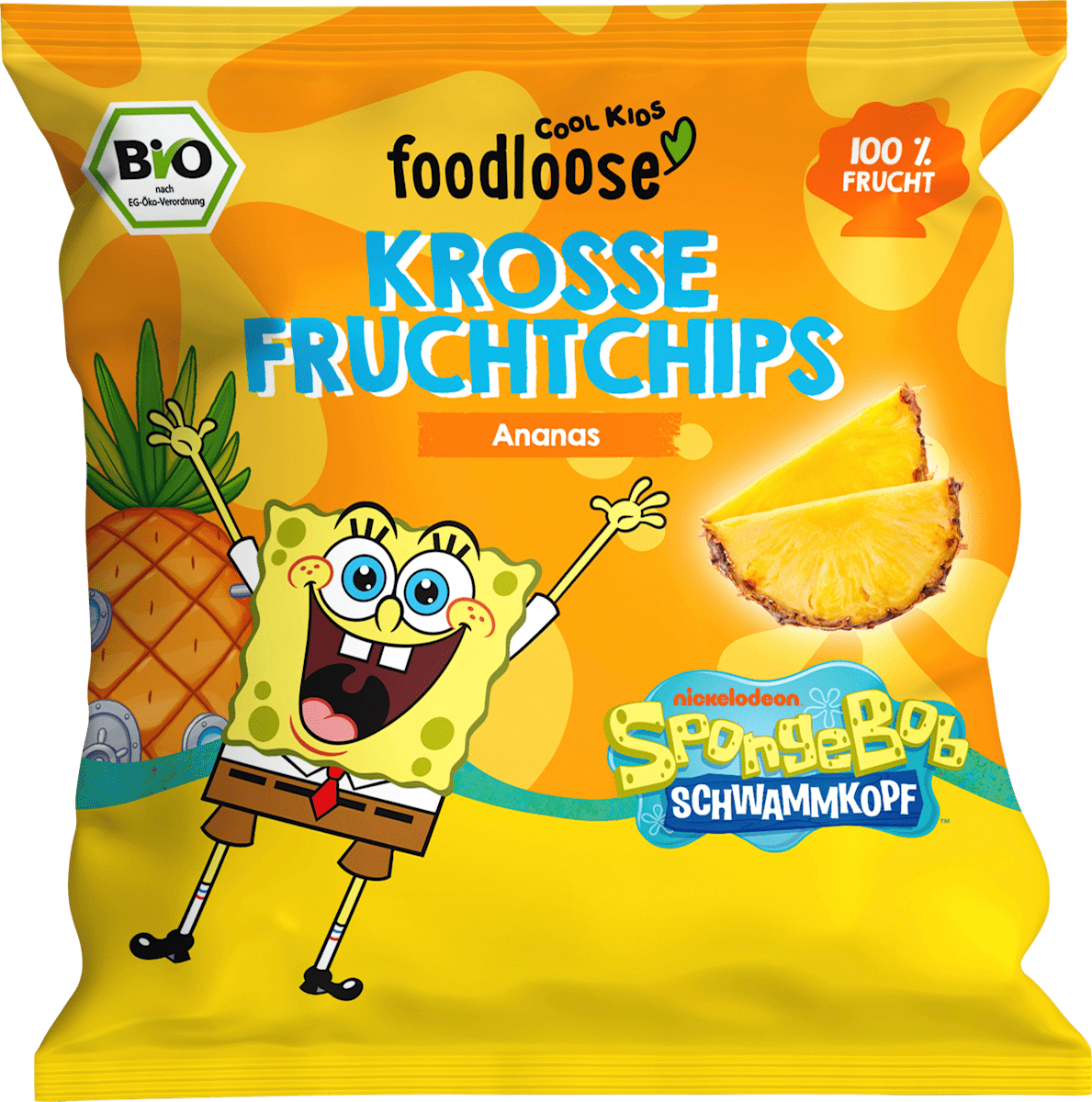 Kindersnack SpongeBob Fruchtchips Ananas ab 3 Jahren, 12 g