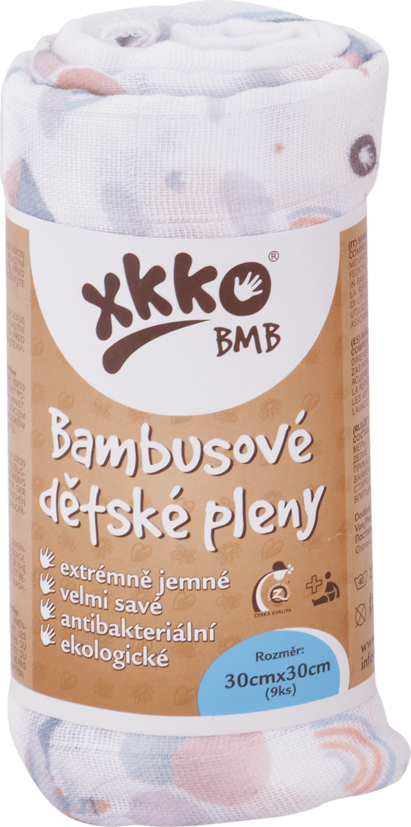 xkko Bambusov plienky 30x30 cm - Sky Whale, 9 ks | mojadm.sk