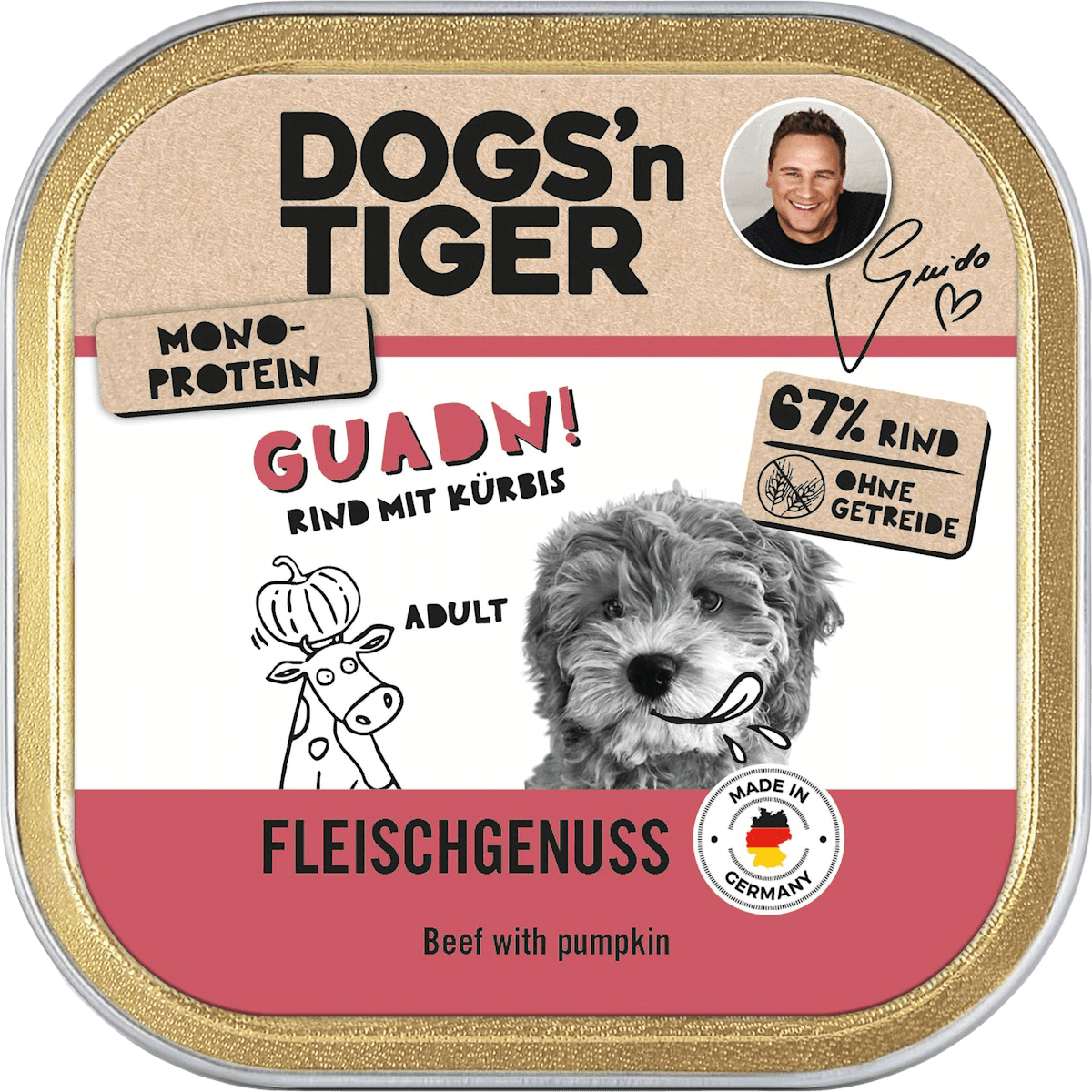 DOGS'n TIGER Nassfutter Hund mit Rind & Kürbis, Guadn!, 150 g dauerhaft ...