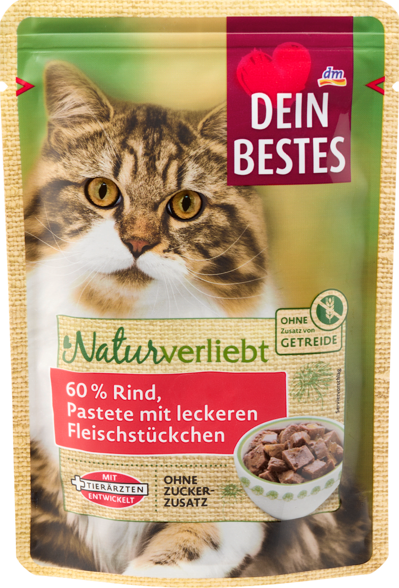 Nassfutter Katze 60% Rind mit Filet, Naturverliebt, 85 g