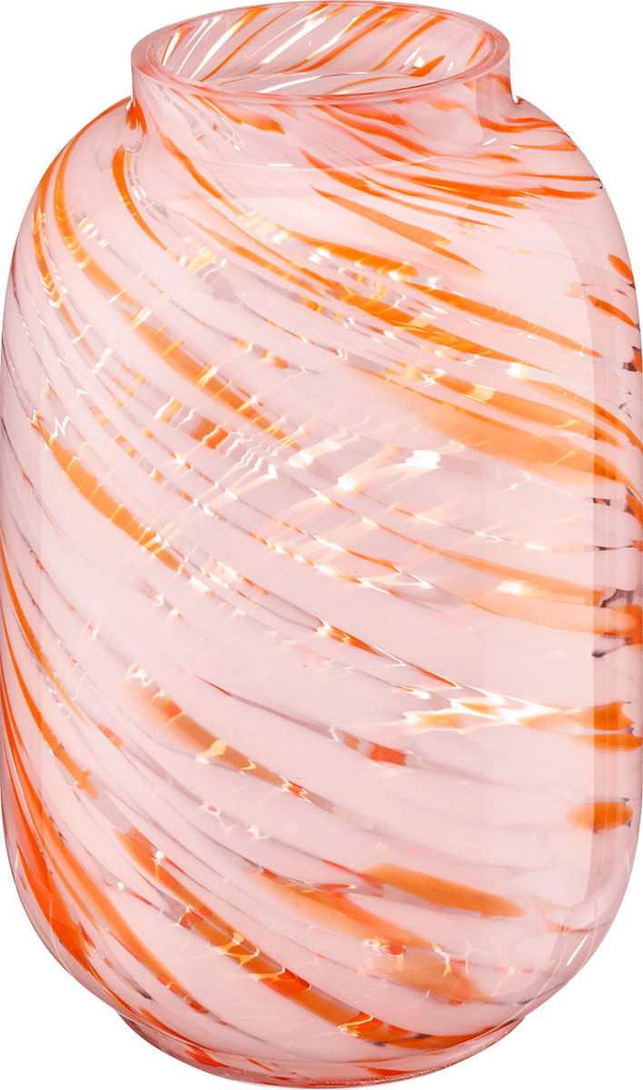 dm home Vase aus Glas, gesprenkelt orange/rosa (25x19x19 cm), 1 St ...