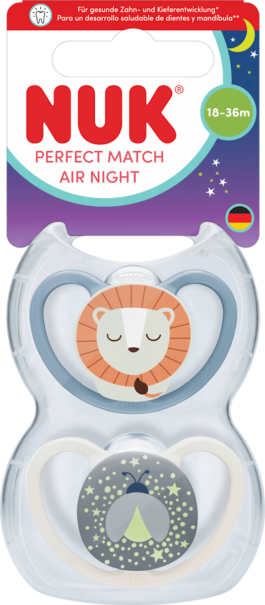 NUK Perfect Match Air Fopspeen 18 36 Maanden Orthodontische Fopspenen Die De Luchtstroom Bevorderen En Speekseluitslag Voorkomen 95 Babyacceptatie Leeuw Zebra 2 Stuks 3046752782