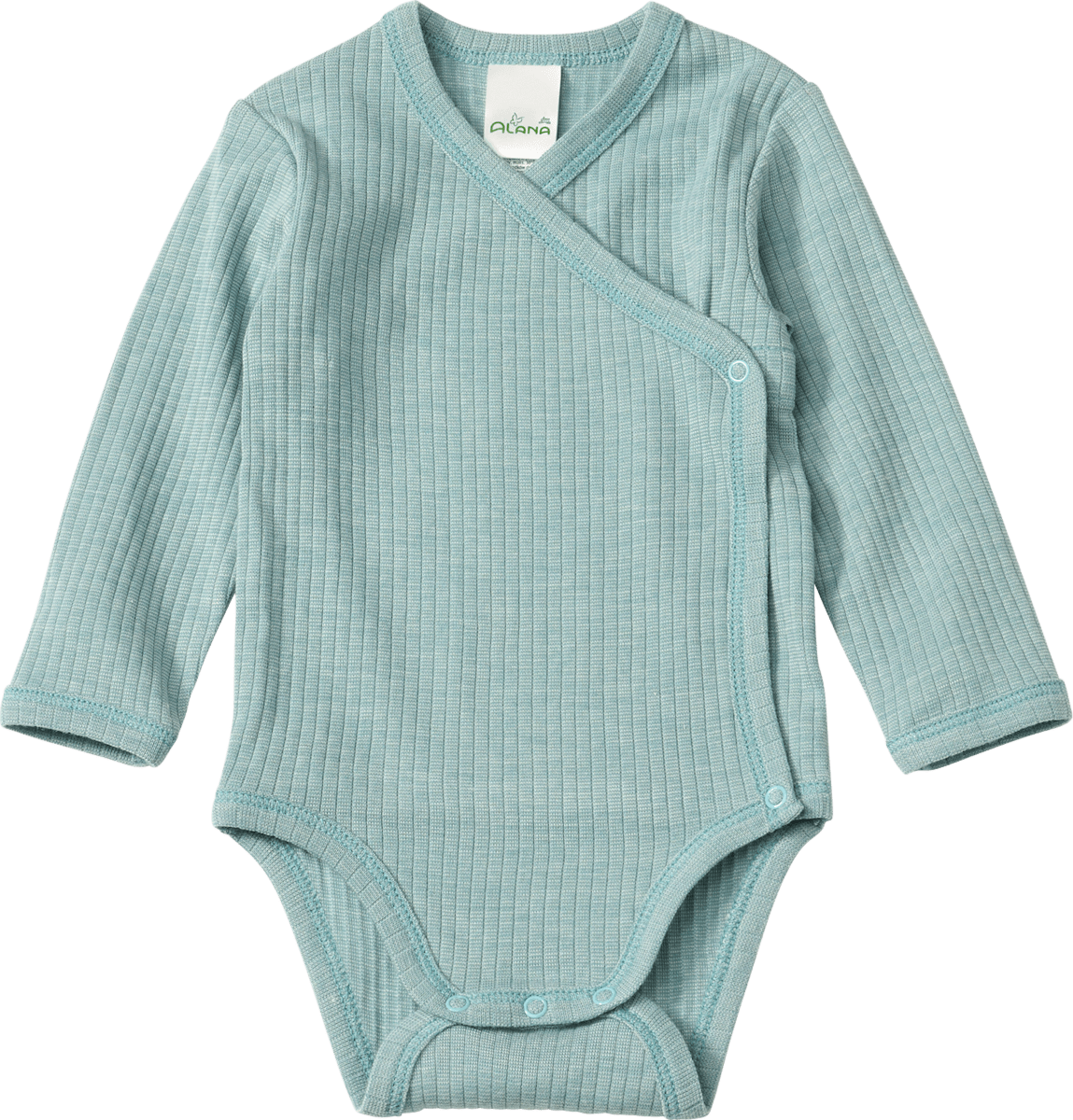 ALANA Wickelbody Langarm aus Bio-Wolle und Seide mit Ripp-Struktur, petrol, Gr. 62/68, 1 St dauerhaft günstig online kaufen | dm.de