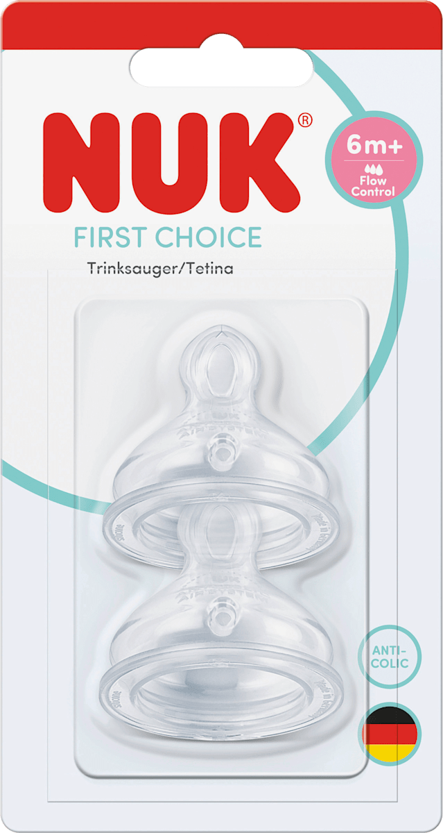 NUK 2 Tétines First Choice+ Silicone Flow Control - Anti-Colique & Indicateur Température