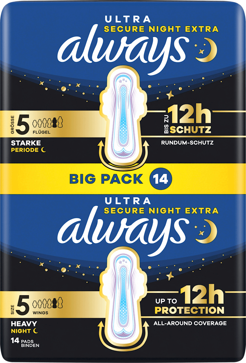 always Ultra-Binden Secure Night Extra, Big Pack, 14 St dauerhaft ...