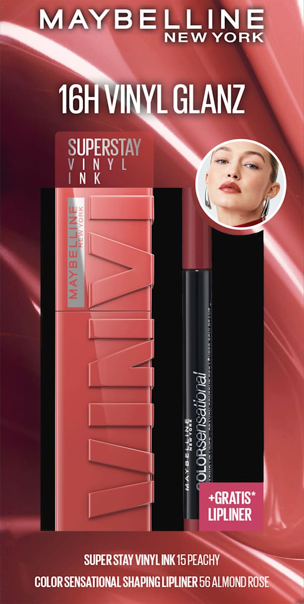 MAYBELLINE NEW YORK Lippenstift Set Super Stay Vinyl Ink 15 & gratis ...