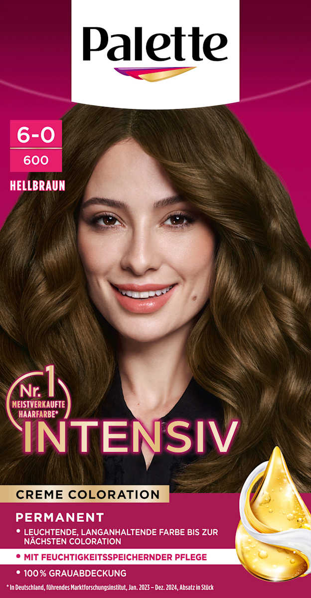 Palette Intensive Color Creme Haarfarbe 6-0/600 Hellbraun, 1 St ...