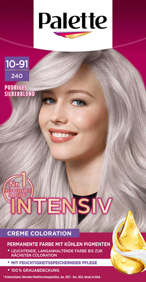 Palette Intensive Color Creme Haarfarbe 10-91/240 Pudriges Silberblond ...