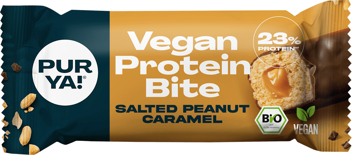 PURYA! Proteinriegel Salted Peanut Caramel, vegan, 40 g dauerhaft ...