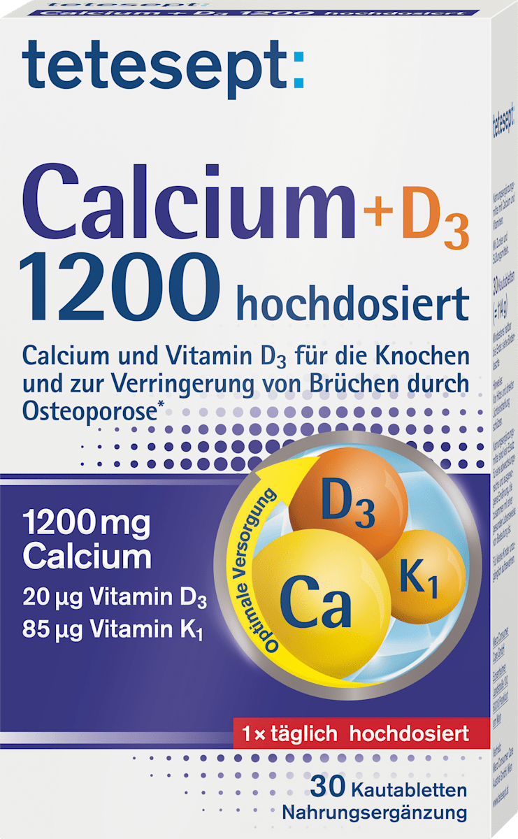 tetesept Calcium + D3 Osteo 1200 hochdosiert Kautabletten, 114 g | dm.at