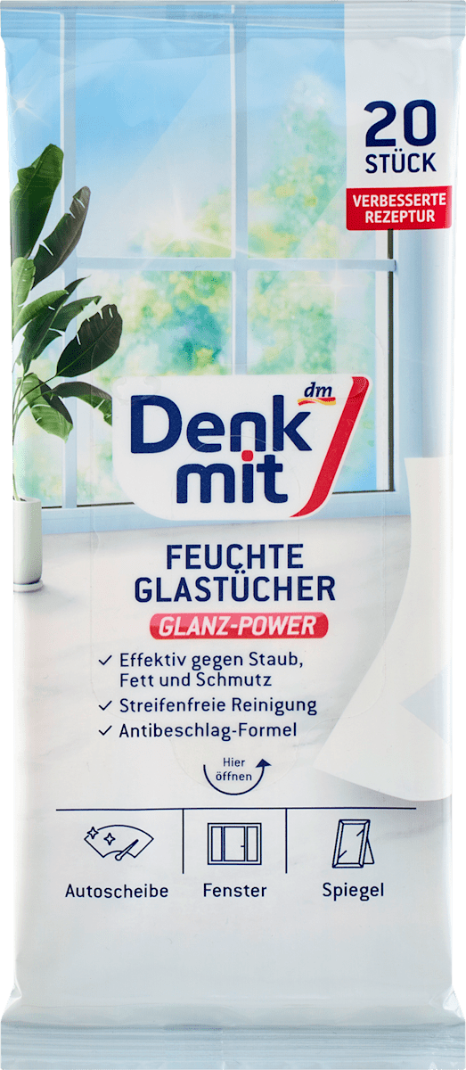 Denkmit Feuchte Reinigungstücher für Glas, 20 St dauerhaft günstig online kaufen