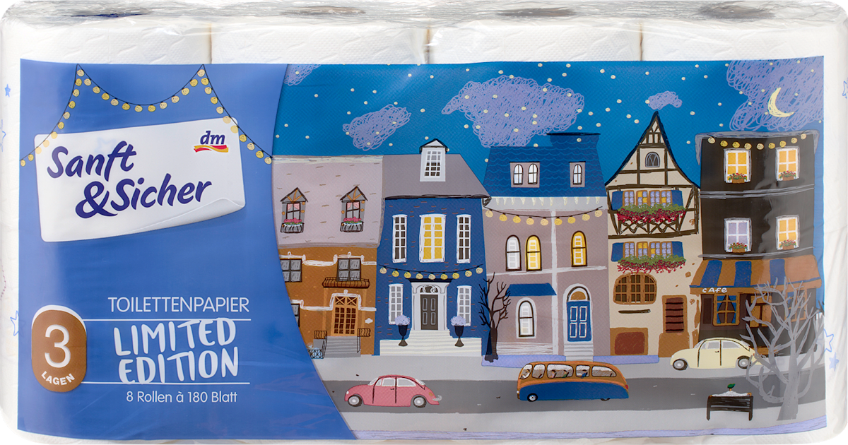 Sanft&Sicher Papier toaletowy Limited Edtion, 3-warstwowy, 8x180 listki, 8 szt. kupuj w zawsze korzystnych cenach