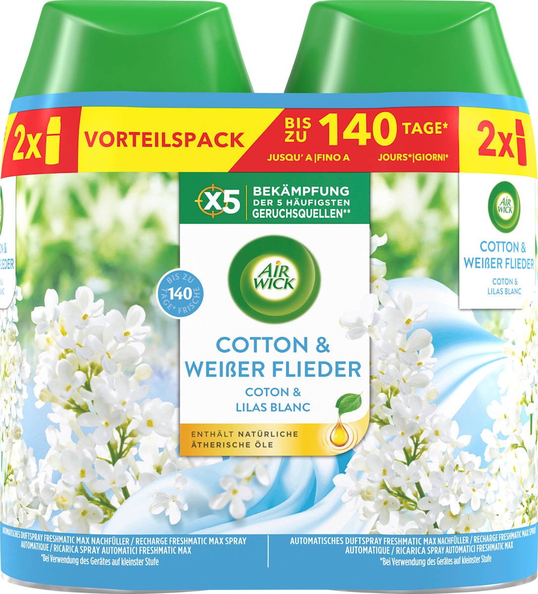 AIR WICK Lufterfrischer Freshmatic Duo Cotton & weißer Flieder Nachfüllpack (2x250 ml), 500 ml dauerhaft günstig online kaufen