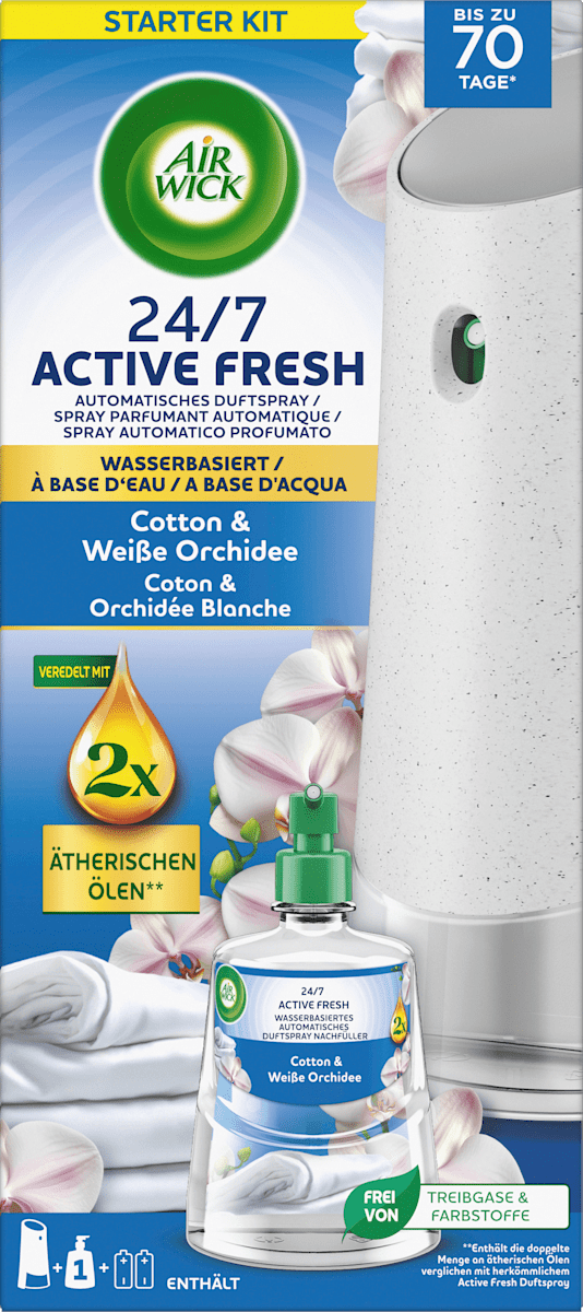 AIR WICK Lufterfrischer Active Fresh Cotton & Weiße Orchidee Starterset, 1 St dauerhaft günstig online kaufen