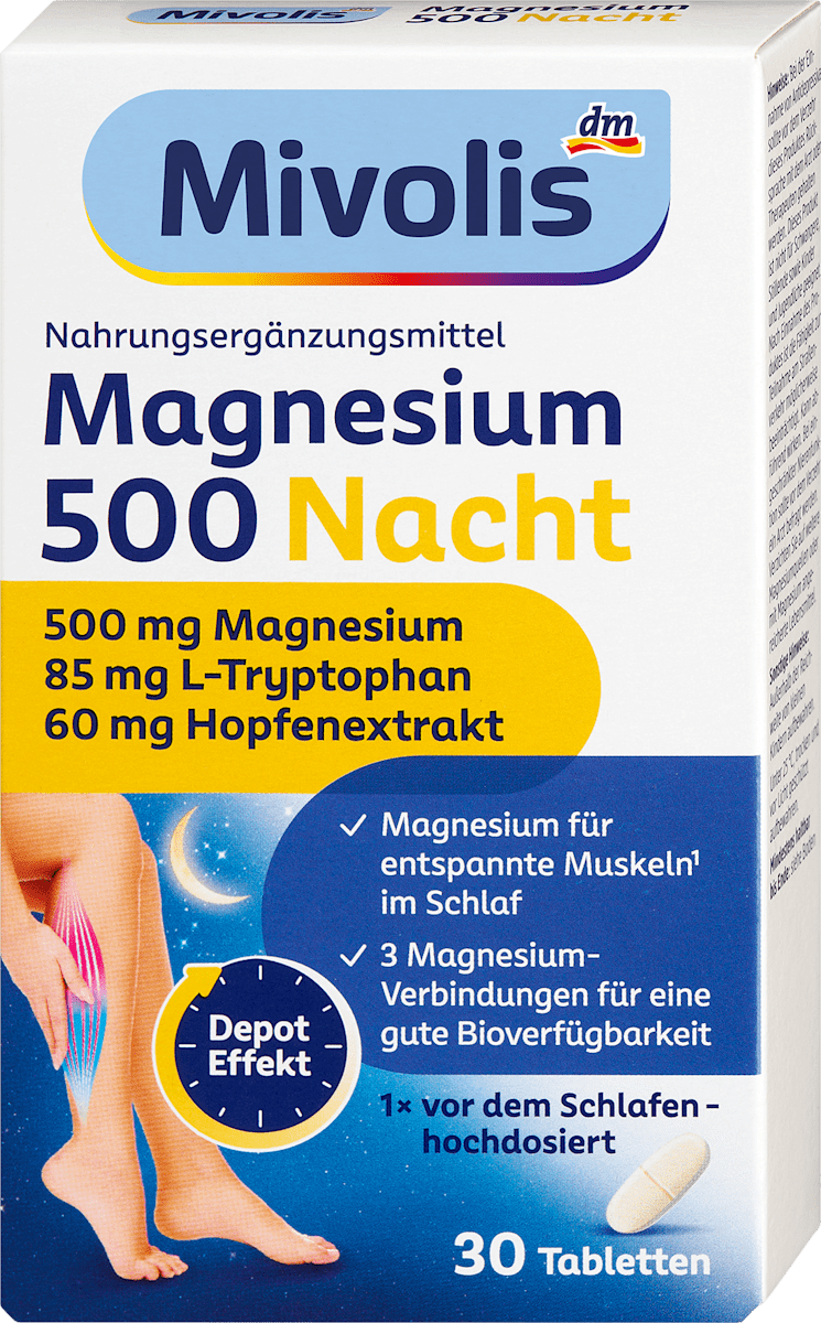 Comprimate de magneziu 500 pe timp de noapte, 30 buc
