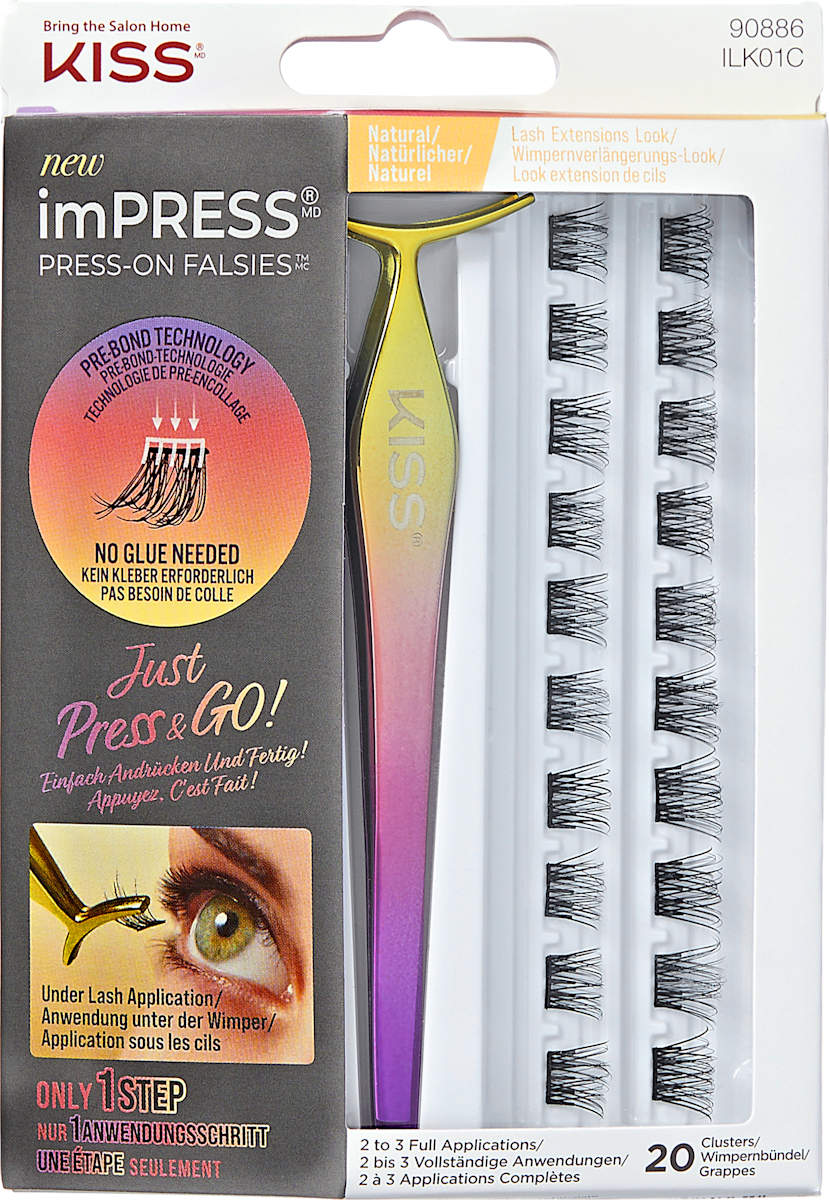 KISS Knstliche Wimpern imPress Press-On Falsies Kit 01 Natural Lash  Extensions Look, 1 St | dm.at